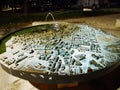 Fountain with a bronze 3D model of the city of Pula in Tito Park - Istria, Croatia / Fontana s broncanom 3D maketom grada Pule
