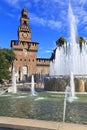 Fountain on the Castle square. Milan, Italy