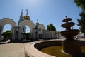 The fountain and The Cathedral of the Assumption of the Virgin. Tashkent. Uzbekistan Royalty Free Stock Photo