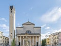 Fountain and Cathedral of Saints Jacopo and Philip, Pontedera, Pisa, Italy Royalty Free Stock Photo