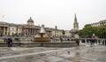 A fountain in the centre of Trafalgar Square near the National Gallery museum, London, United Kingdom Royalty Free Stock Photo