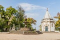 Fountain and chapel at Bom Jesus do Monte sanctuary near Braga, Portug Royalty Free Stock Photo