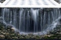 Fountain `Chess Mountain`, mysterious grotto with water curtain Royalty Free Stock Photo