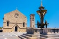 Fountain and Church. Rhodes, Greece Royalty Free Stock Photo