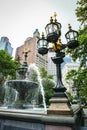 Fountain in the City Hall Park Manhattan New York City Royalty Free Stock Photo