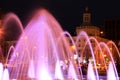 Fountain with colorful illumination at night, Creative water design. Ukraine, Dnipro Royalty Free Stock Photo