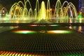 Fountain with colorful illuminations at night