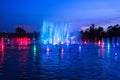 Fountain colorful musical show in Wroclaw, Poland