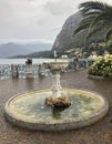 Fountain at the Como Lake on a rainy day