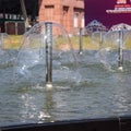 Fountain in the complex of Bharat Mandapam formally known as Pragati Maidan in Delhi India, working fountain in the Bharat Royalty Free Stock Photo