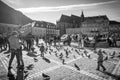 The fountain in Council Square, Brasov Royalty Free Stock Photo