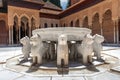 Fountain of Court of the Lions (Patio de los Leones) at Nasrid Palaces of Alhambra - Granada, Andalusia, Spain Royalty Free Stock Photo