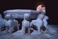 Fountain of Court of the Lions (Patio de los Leones) at Nasrid Palaces of Alhambra at night - Granada, Andalusia, Spain Royalty Free Stock Photo