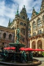 Fountain of the city hall of hamburg Royalty Free Stock Photo