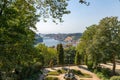 Fountain in Crystal Palace Gardens and Douro River in Porto, Portugal Royalty Free Stock Photo