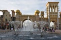 Fountain at Cultural Gate at Global Village in Dubai, UAE