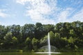 Fountain on Curiacul lake, at the entrance to Campina city