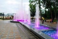 Fountain dancing with music and changing colors in Druskininkai city