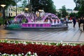 Fountain dancing with music and changing colors in Druskininkai city