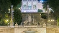 Fountain of Dea Roma timelapse in Piazza del Popolo with Pincio terrace in the background Royalty Free Stock Photo