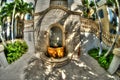 Decorative fountain at the Regent Grand hotel on Providenciales, TCI Royalty Free Stock Photo
