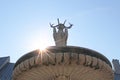 The fountain with deer armorial symbol of genus Palffys in the courtyard of castle Red Stone, Casta, Slovakia Royalty Free Stock Photo