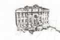 Fountain di Trevi ,Rome. Italy, art illustration retro vintage antique sketch