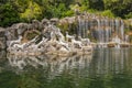 Fountain of Diana and Actaeon, mythological statues of nymphs and gods in the garden Royal Palace in Caserta, Italy Royalty Free Stock Photo