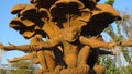 Fountain displaying monkeys beneath lotus leaves near the Valley of Waves, Sun City, South Africa