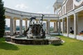 fountain with dolphins sculpture in Northern Moscow River Station