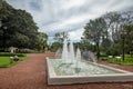 Fountain at El Rosedal Rose Park at Bosques de Palermo - Buenos Aires, Argentina Royalty Free Stock Photo