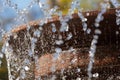 fountain element with numerous jets and drops of water, a lot of splashes, the concept of summer Royalty Free Stock Photo