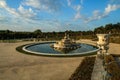 The fountain in the empty garden by the Versailles palace Royalty Free Stock Photo