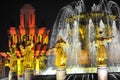 Fountain exhibition evening holiday light moscow