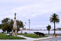 Fountain of Fame in Ferrol, in front of the Puerta del Parque del Arsenal Militar. Galicia, Spain, October 7, 2019