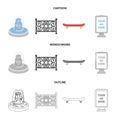 Fountain, fence, skate, billboard.Park set collection icons in cartoon,outline,monochrome style vector symbol stock