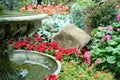 Fountain in flower garden