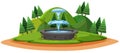 Fountain in the forest cartoon cartoon style on white background Royalty Free Stock Photo