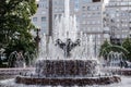 The fountain in the form of a bowl adorns the city square, which is an element of the urban landscape