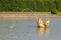 Fountain in the form of a gold fish at Peterhof Grand Palace garden. Peterhof, Saint-Petersburg, Russia