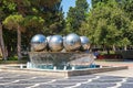 Fountain in the form of metal balls on the Fountain square in Baku Royalty Free Stock Photo