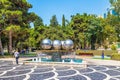 Fountain in the form of metal balls on the square in Baku Royalty Free Stock Photo