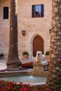 Fountain in the form of a stone lion in the courtyard of the Almudaina Palace. Palma de Mallorca. Majorca. Spain Royalty Free Stock Photo