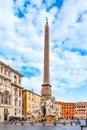 The Fountain of The Four Rivers and the egyptian obelisk at Navona Square, Rome, Italy. Royalty Free Stock Photo