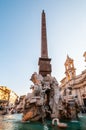 Fountain of the Four Rivers with Egyptian obelisk in Piazza Navona. Classic fountain from the 17th century, in Rome in Lazio, Ital Royalty Free Stock Photo