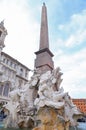 Fountain of the four Rivers with Egyptian obelisk - Rome Royalty Free Stock Photo