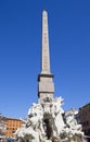 Fountain of the Four Rivers Fontana dei Quattro Fiumi with Egyptian obelisk. Italy. Rome. Navon Square Piazza Navona. Royalty Free Stock Photo