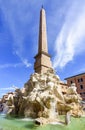 Fountain of Four Rivers (Fontana dei Quattro Fiumi) with obelisk on Navona square, Rome, Italy Royalty Free Stock Photo