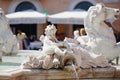 Fountain Four rivers in Piazza Navona, Rome, Italy, Europe, blue sky light sun Royalty Free Stock Photo