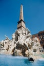 Fountain Four rivers in Piazza Navona, Rome, Italy, Europe, blue sky light sun Royalty Free Stock Photo